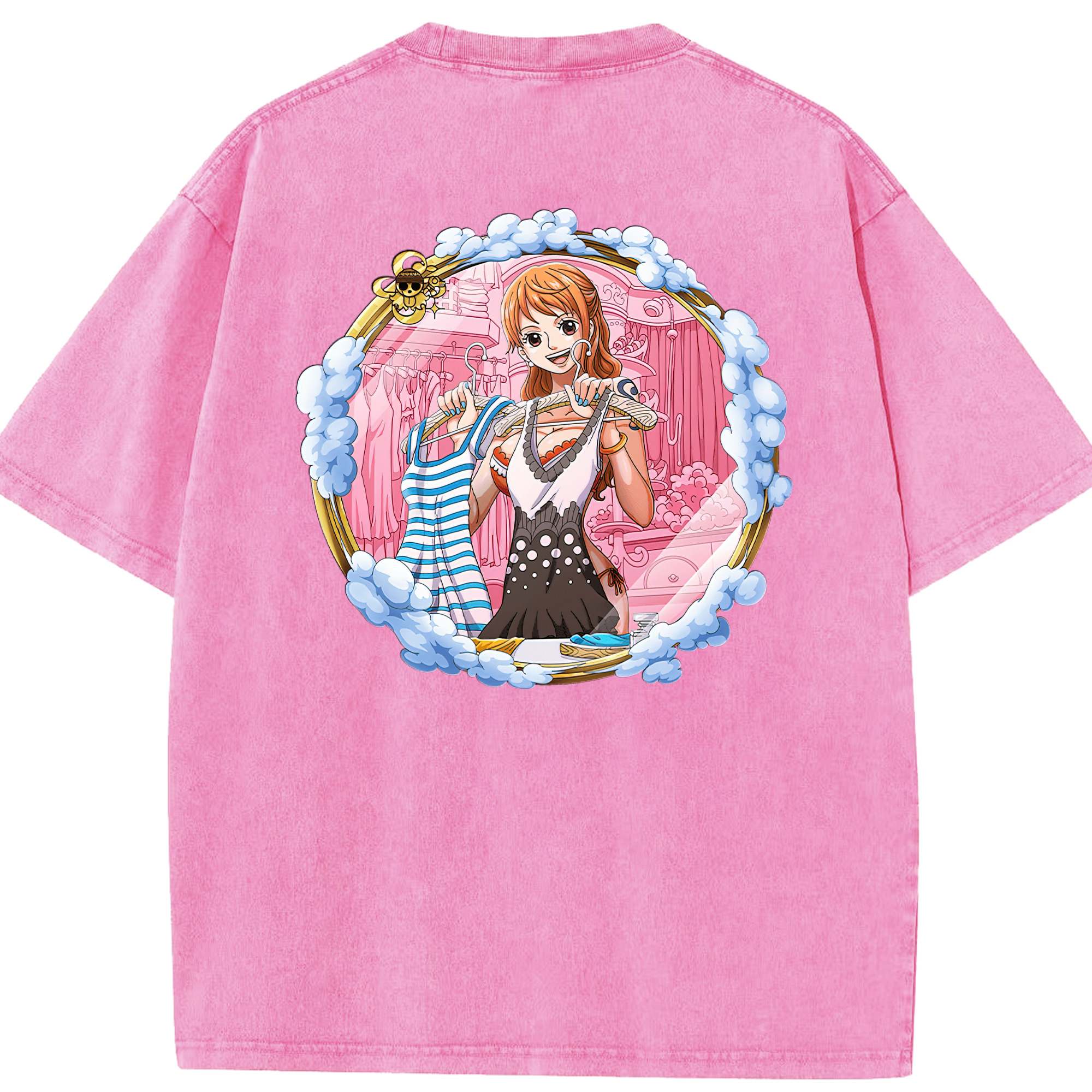 ワンピース ナミ ONE PIECE Nami 綿100% ヴィンテージ風 半袖Tシャツ（背面プリント）